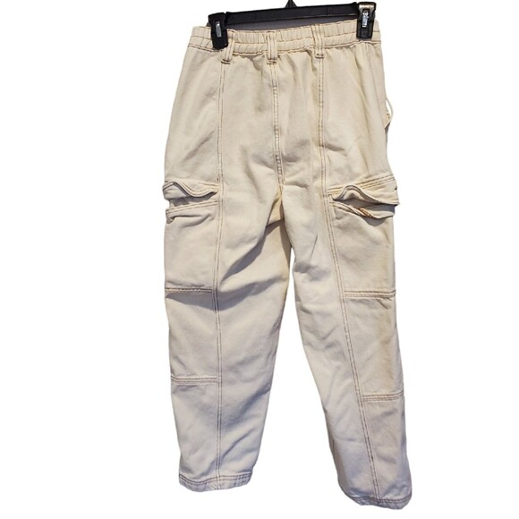PACSUN Elastic Waist Cargo Ankle high rise pants Jeans Ivory skater S women's - Picture 10 of 10
